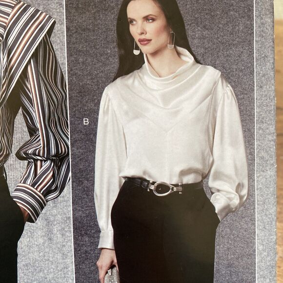 Vogue Sewing Pattern V1726 Misses Blouse Top Cowl Neck Long Sleeves Size 16-24 - Picture 2 of 6